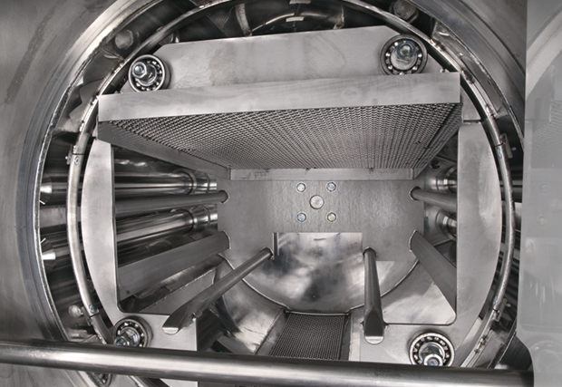 Innenansicht der Arbeitskammer der Entfettungsmaschine „Solvacs“