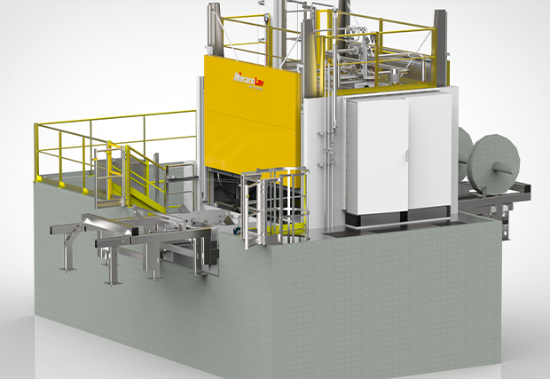 3D-Ansicht einer Reinigungsmaschine für Eisenbahnachsen
